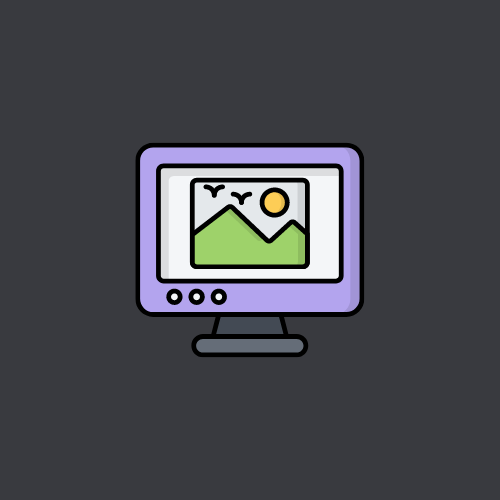 Ilustração de um monitor de computador com uma imagem de paisagem
