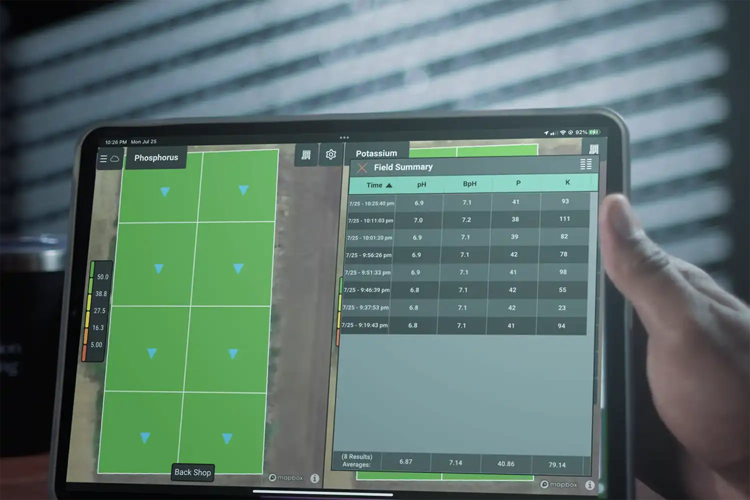 Radicle App shows your soil test results as they are measured in real time