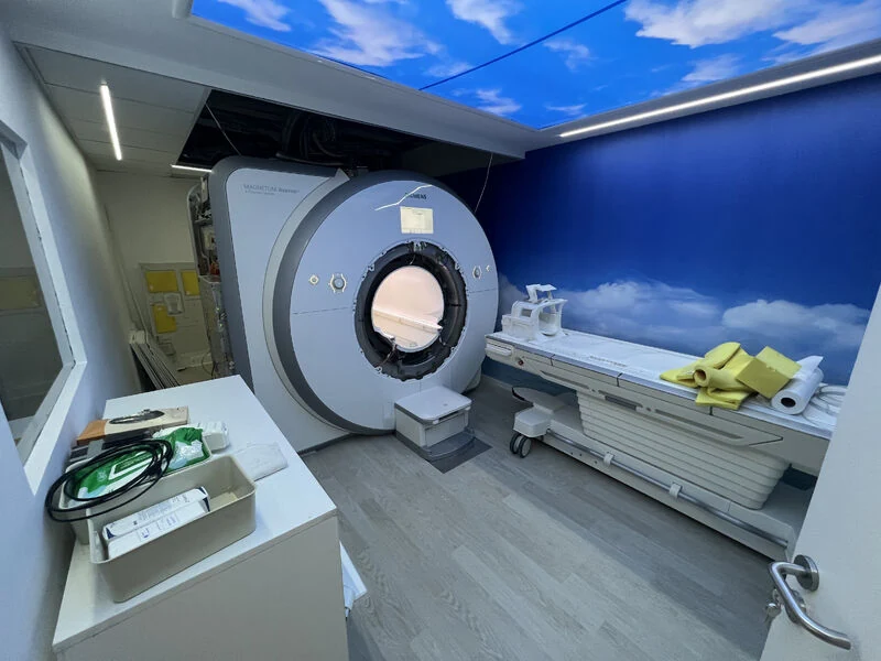 Siemens MRI with the magnet covers removed during a de-icing field case.