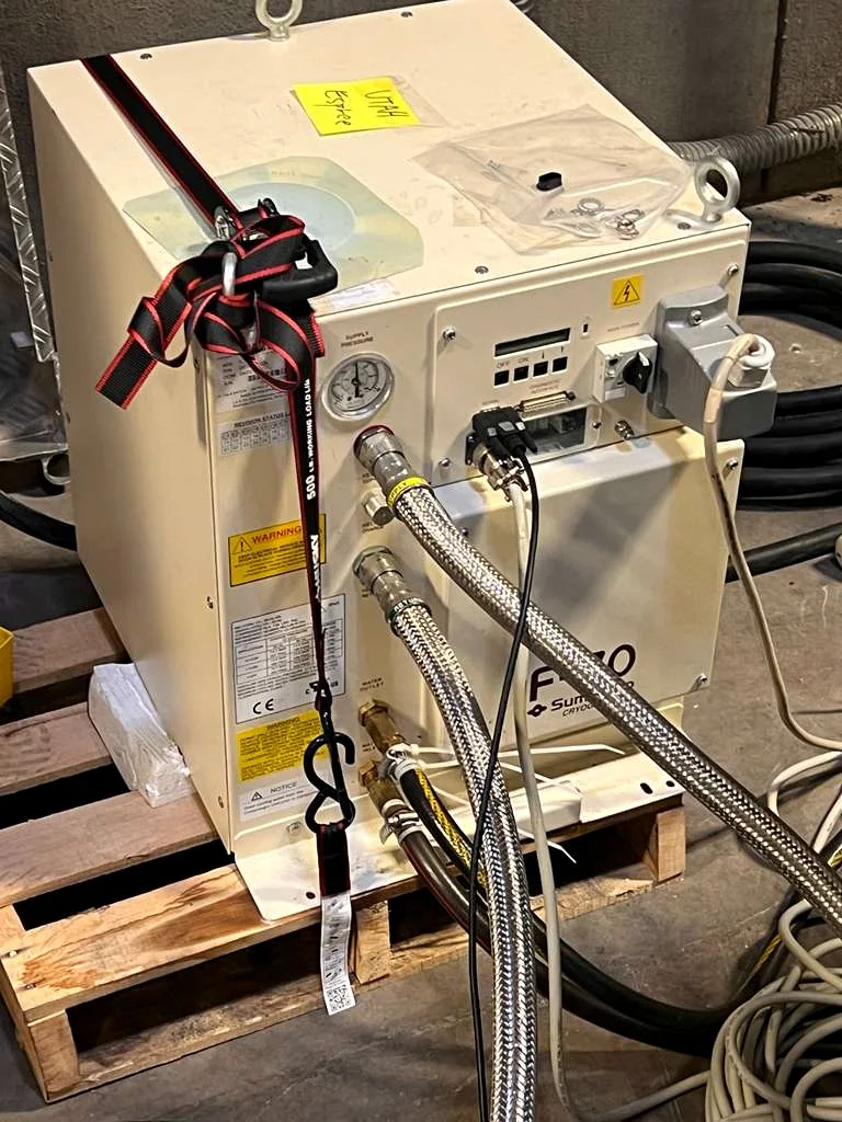 A dedicated helium compressor supporting MRI cold storage at the Digit Systems warehouse.