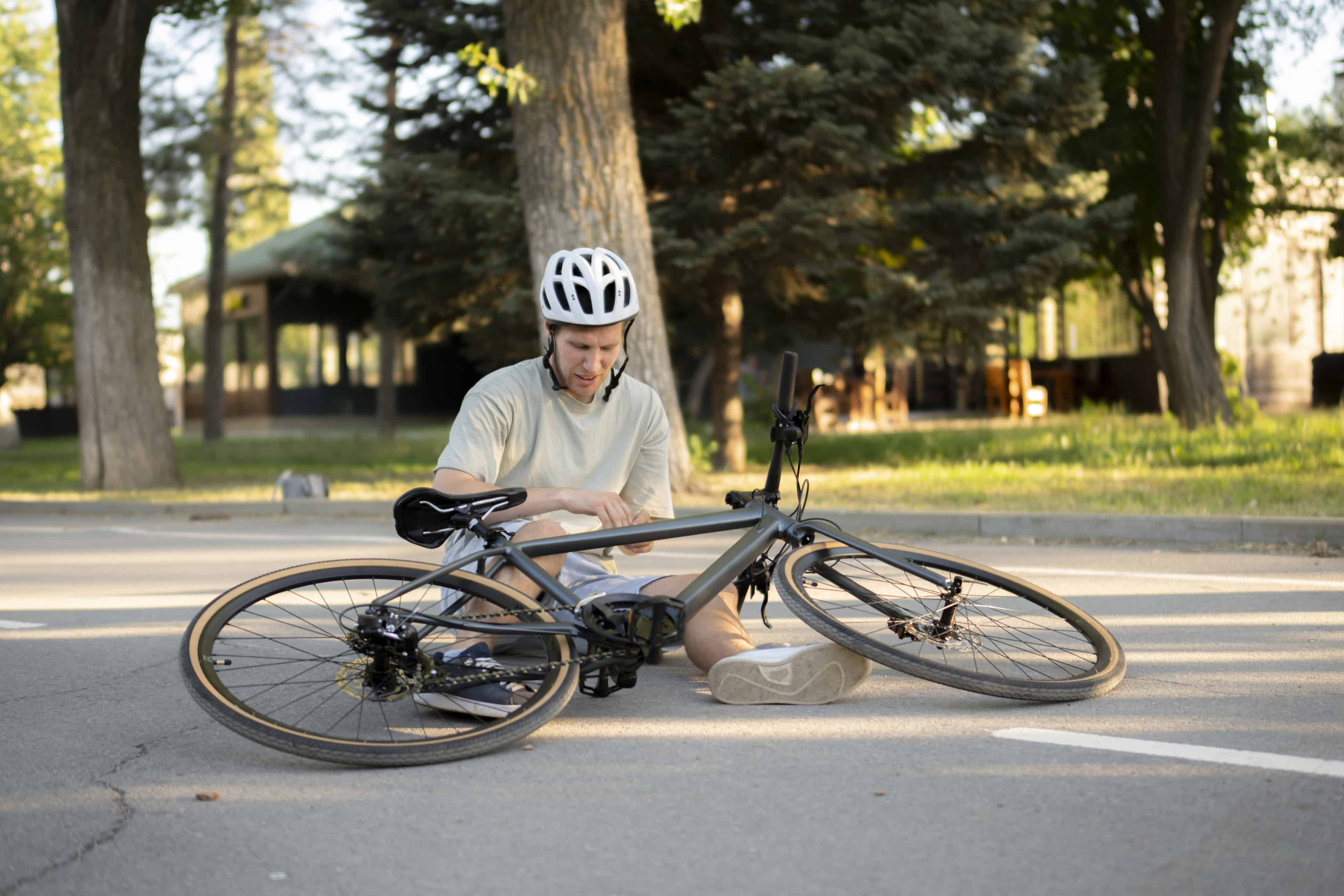 man hurt while riding bike 