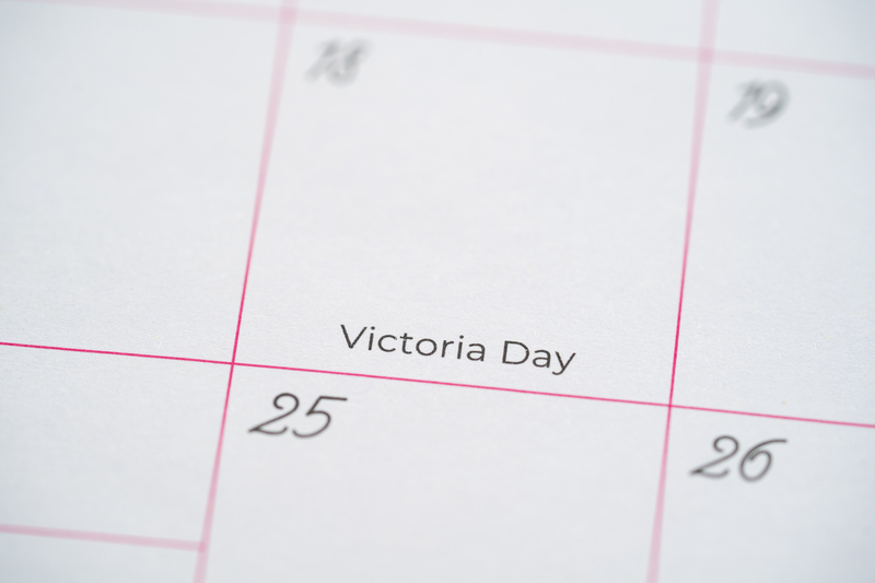 Close up of calendar showing Victoria Day date.
