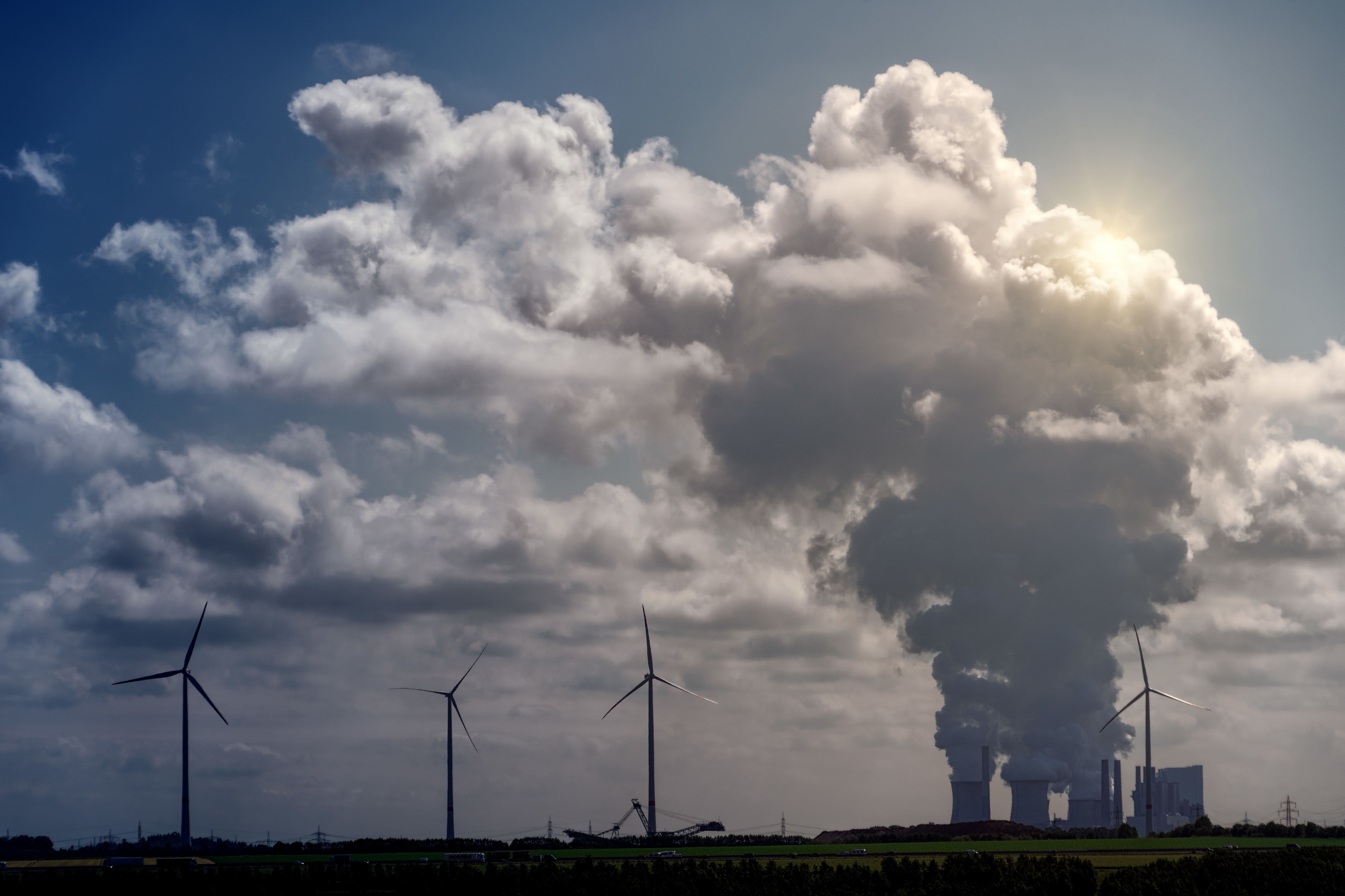 Clouds of gas coming out of a industrial chimney.
