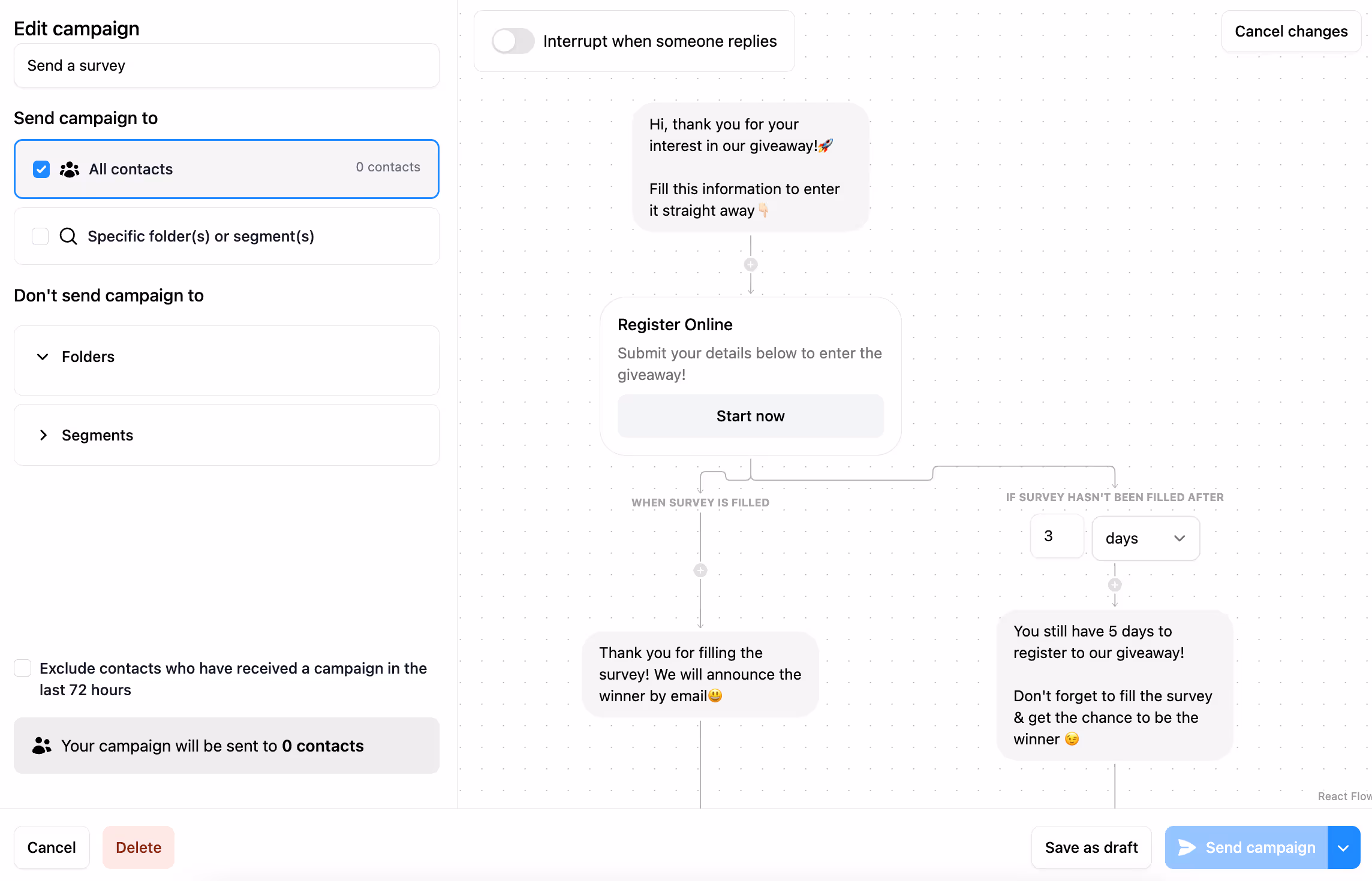 Interactive messages in an automated scenario, showing future Instagram chat