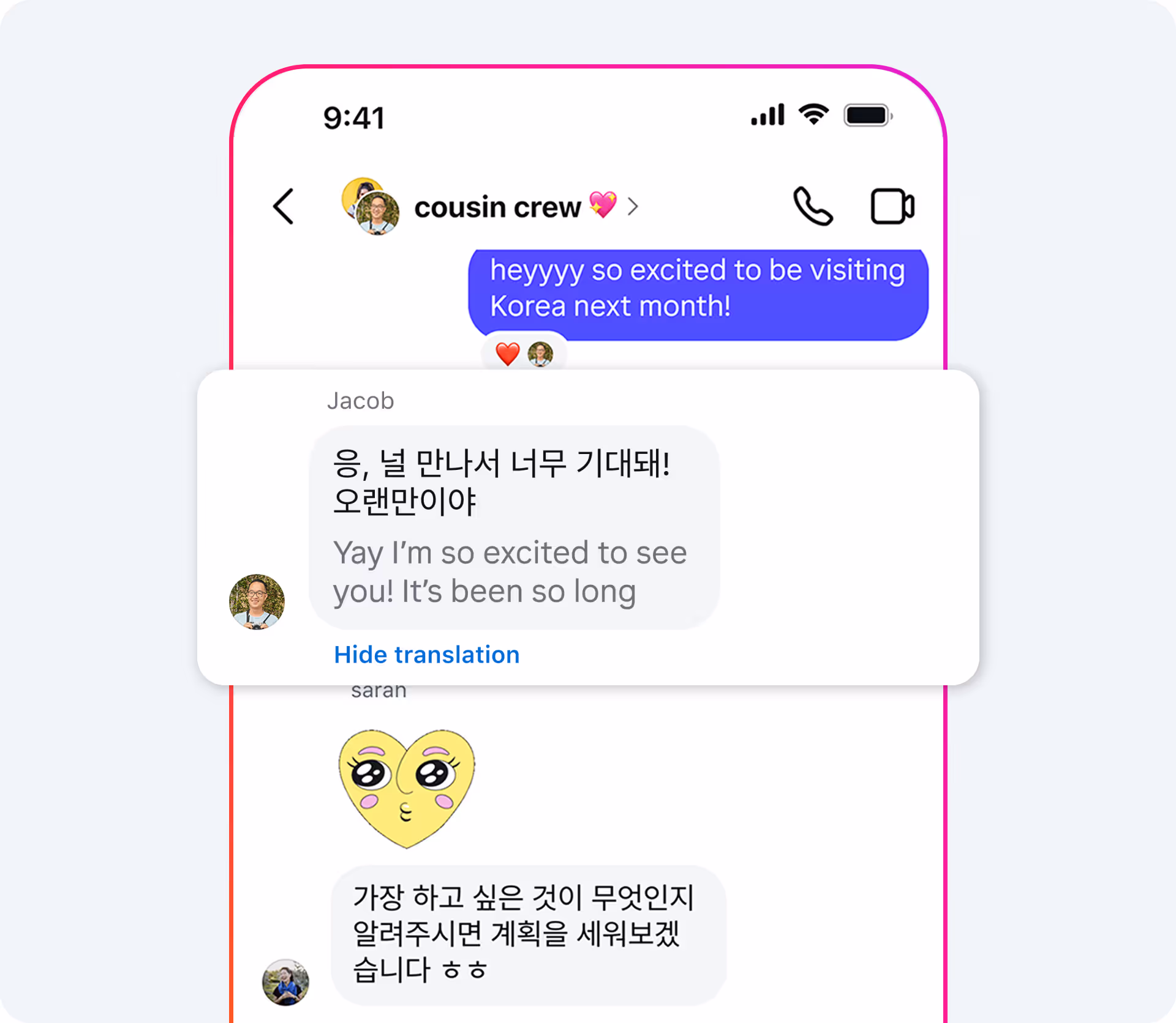 Message translation in Instagram DMs