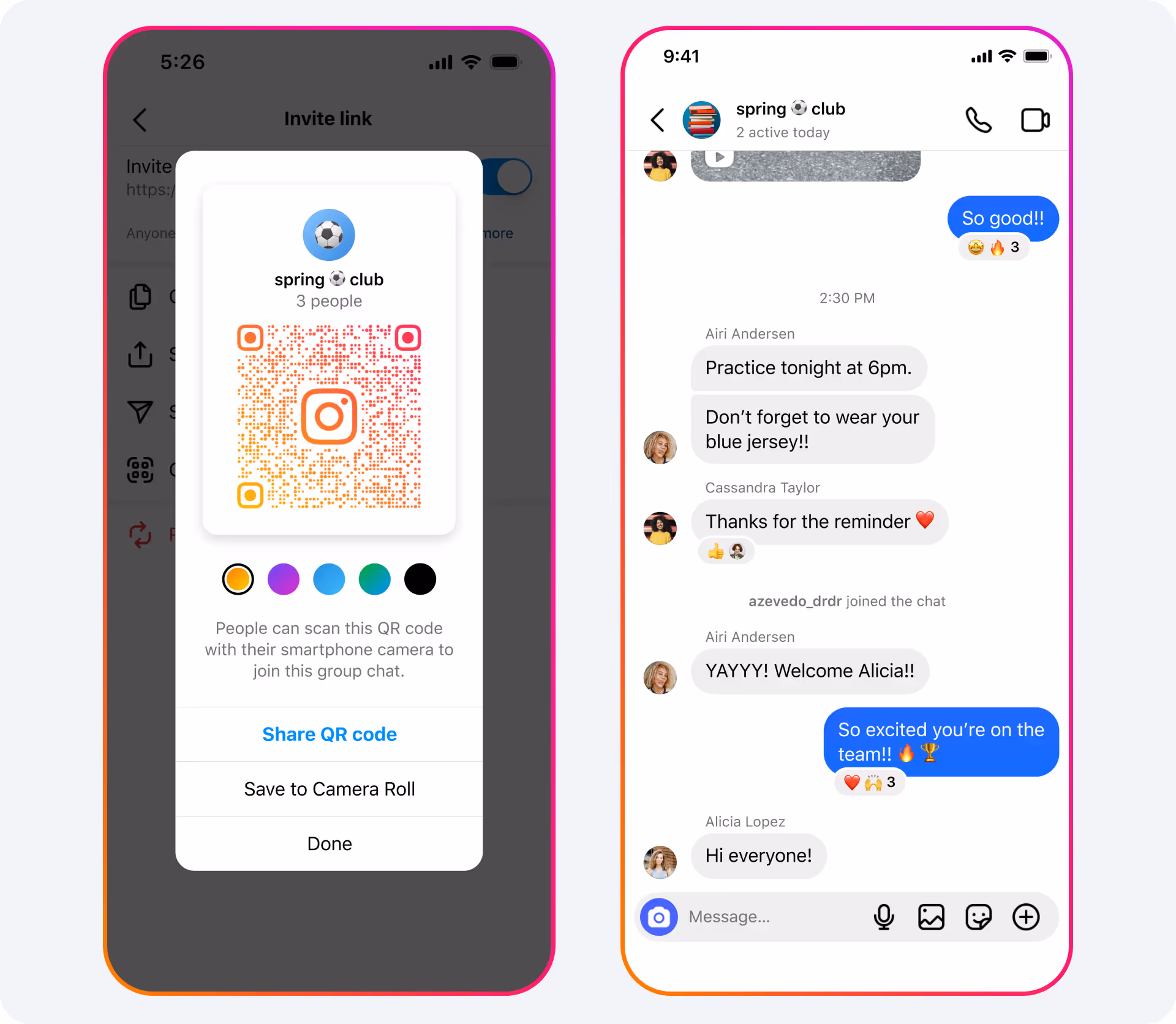 Group chat QR code Instagram DMs