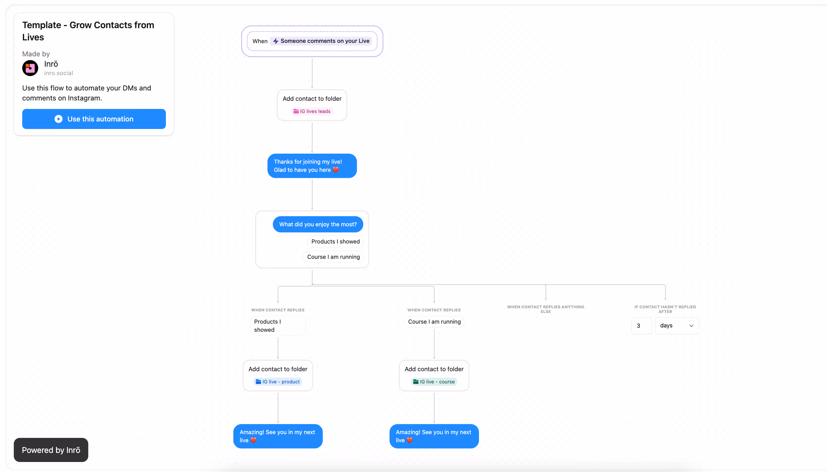 Grow contacts from Instagram lives