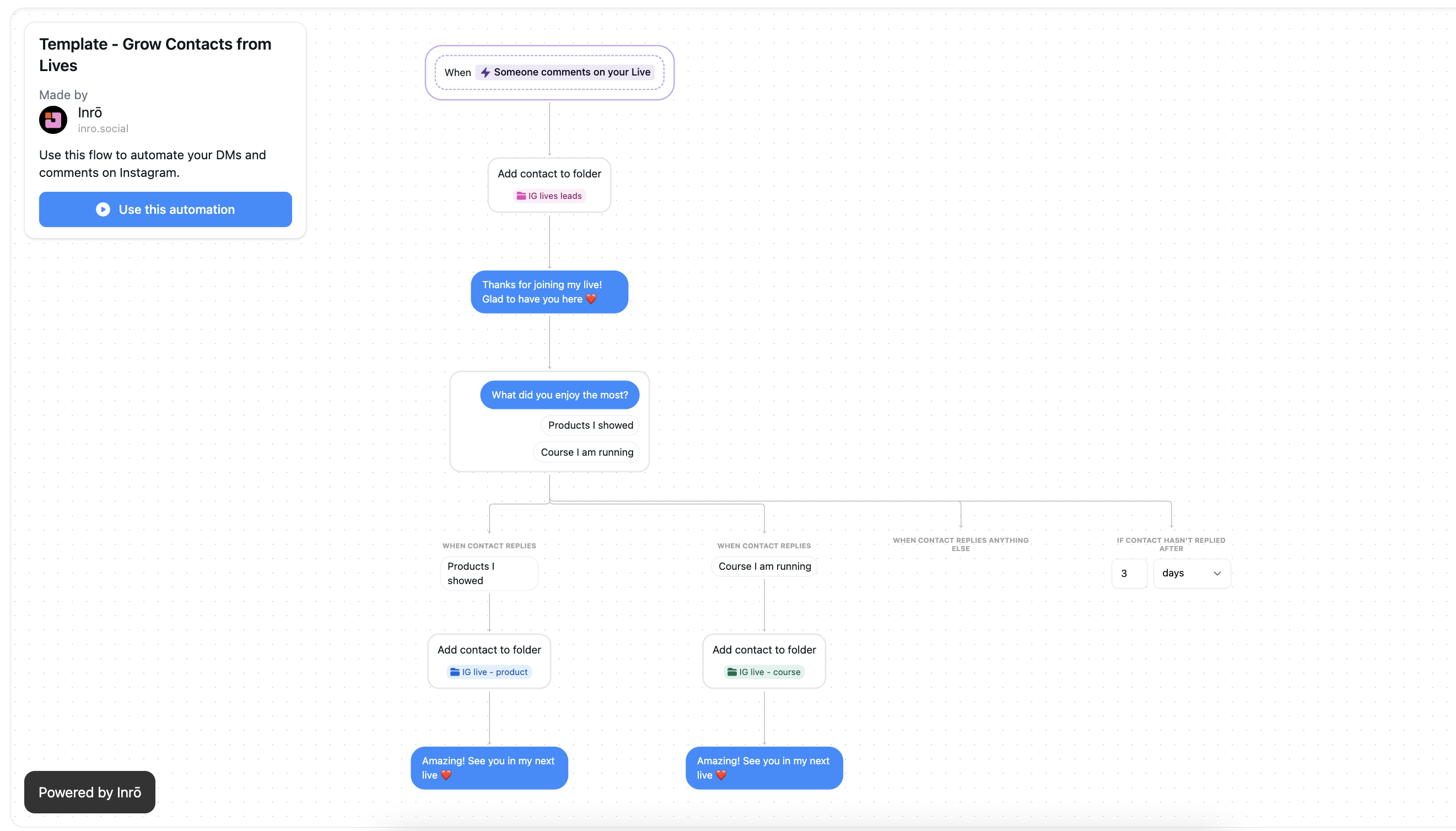 Grow contacts from Instagram lives