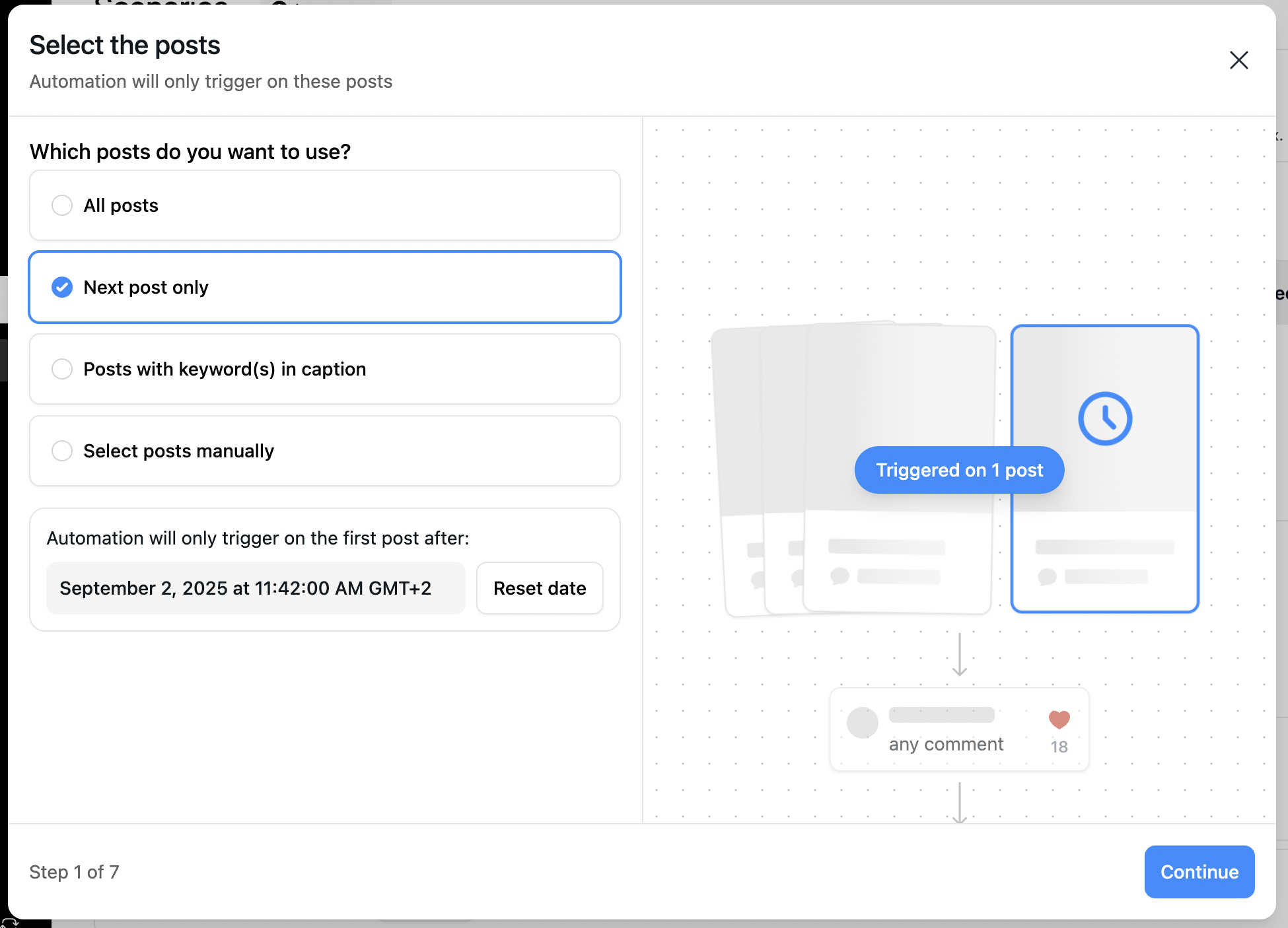 instagram automations on upcoming posts