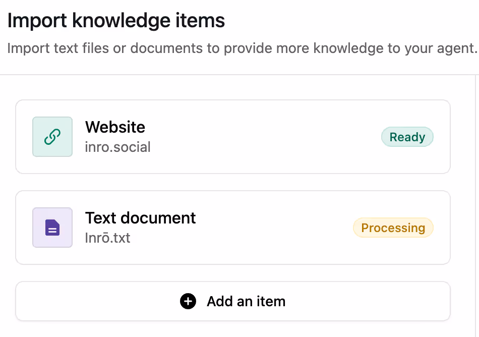 upload documents in your AI Agent