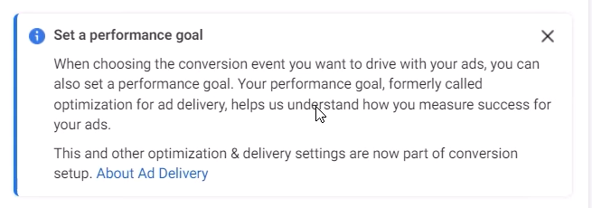 performance goal meta ads