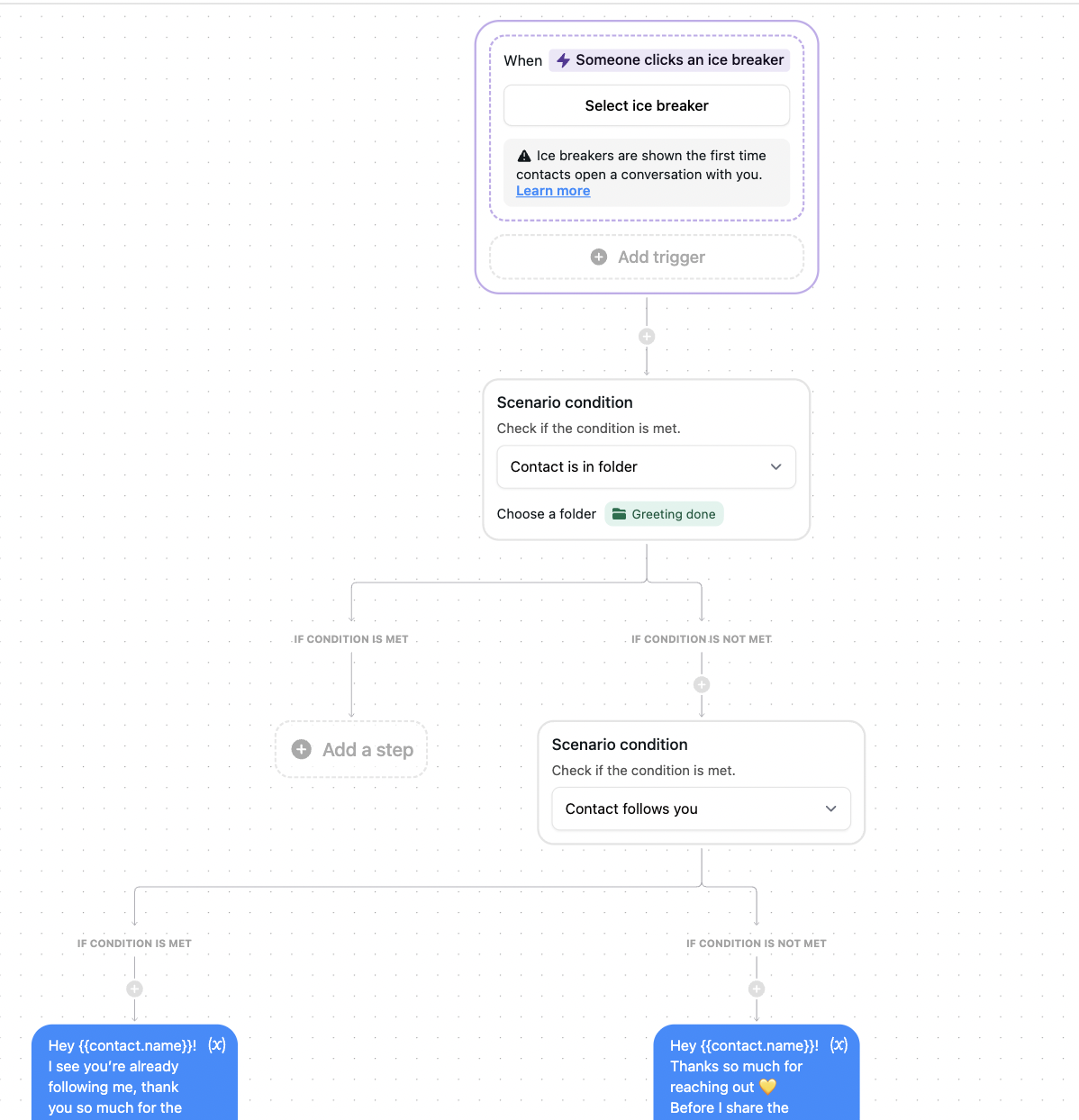 greet new followers with ice breakers
