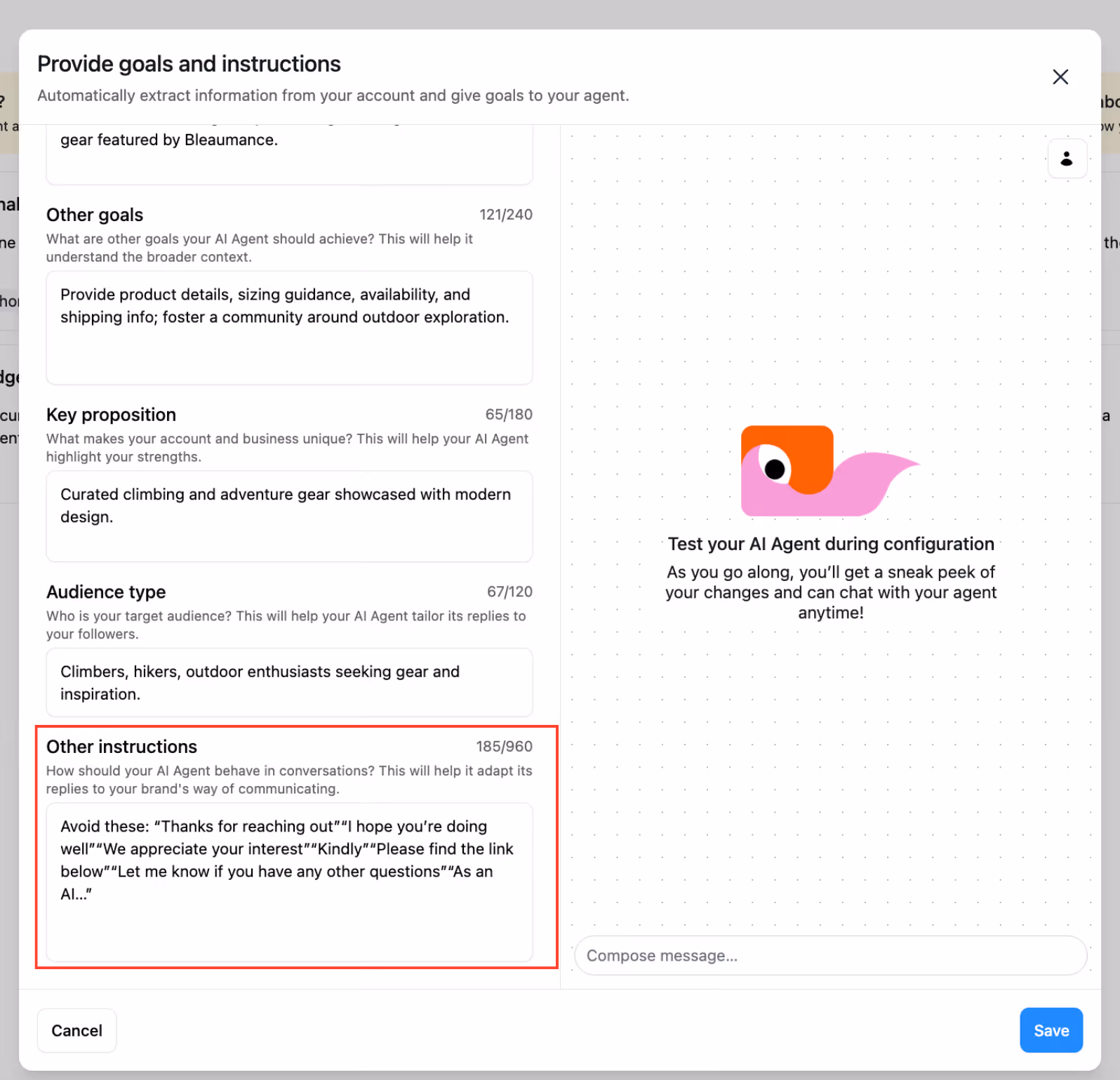 how to tell instagram ai to avoid some wordings