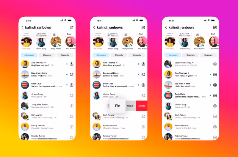 how is the instagram inbox organized