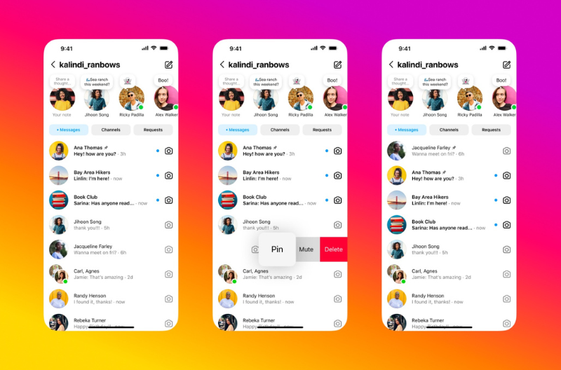how is the instagram inbox organized