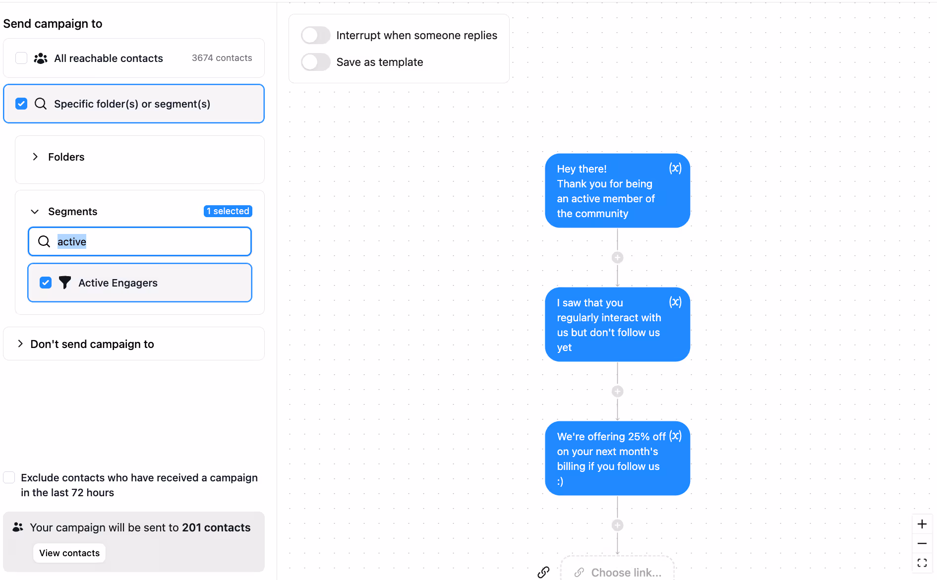 sending a DM campaigns to people that are interacting with your instagram content