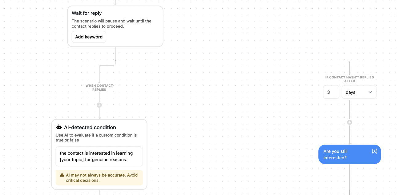 wait for a reply condition in instagram dms