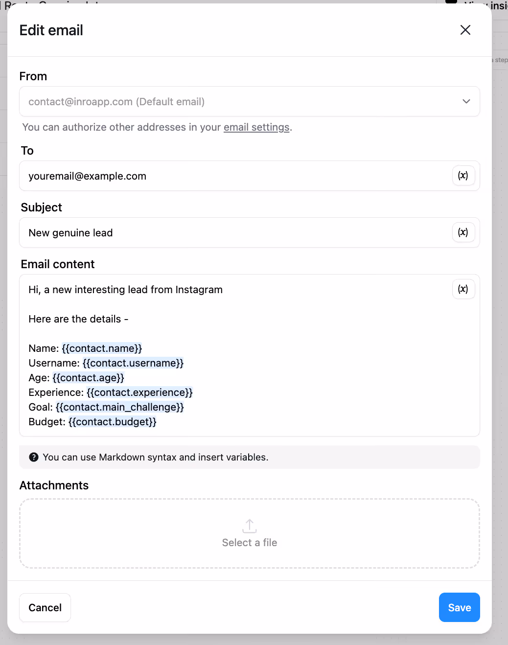 notifying yourself about qualified instagram lead