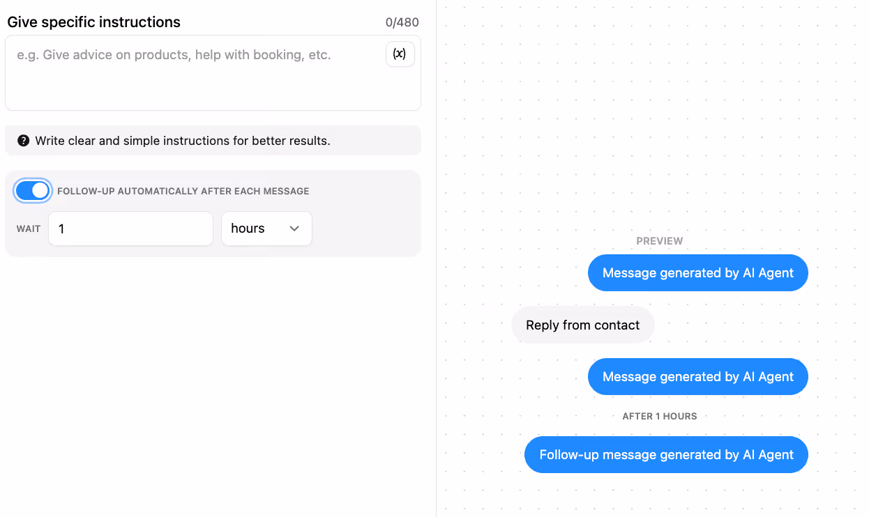 automatically follow up with ai agent on instagram