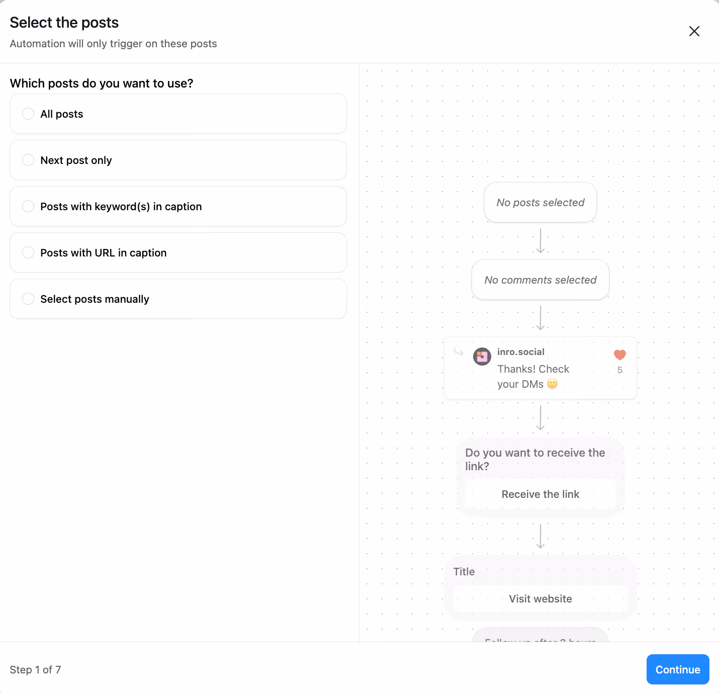 setting up comment to dm automation in inro in less than 10minutes