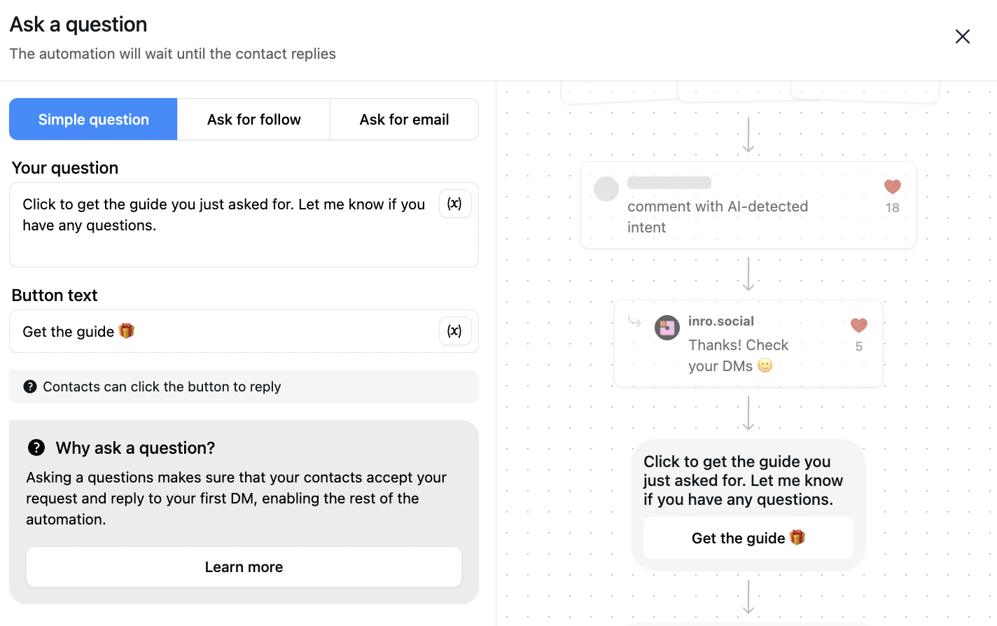 how to write the first DM in instagram automation