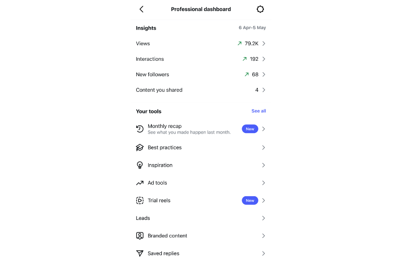 instagram dashboard