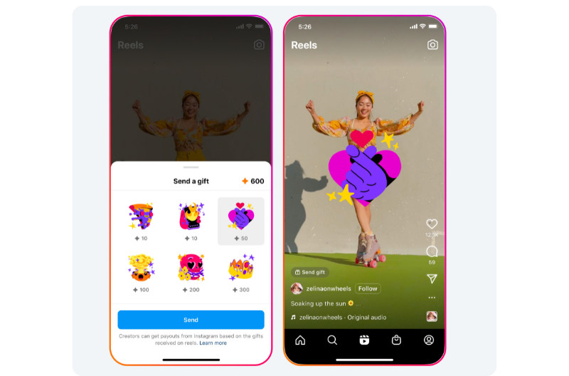 gifts on instagram reels