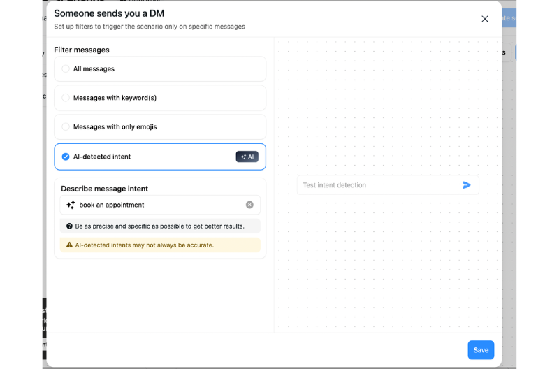 using ai detected intent in instagram automations