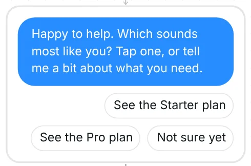 AI version question: Which sounds most like you? Tap one, or tell me a bit about what you need