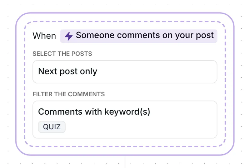Inrō comment trigger set to the next post only, for comments with the keyword QUIZ