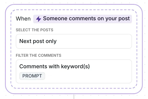 Comment trigger in Inrō: next post only, comments with the keyword PROMPT