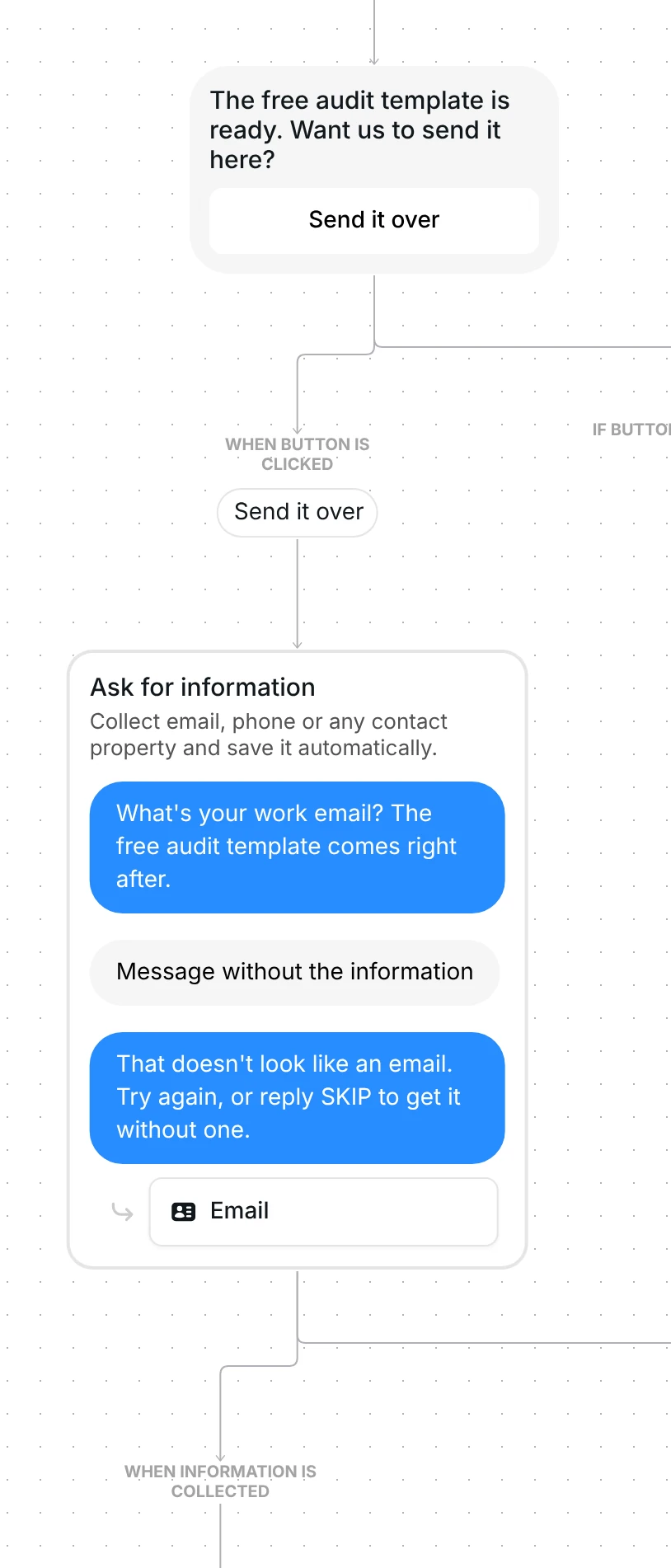 The Send it over button and the work email question in Inrō, with its retry message, saving to Email