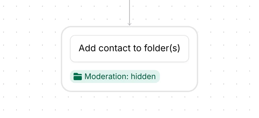 Inrō Add contact to folder(s) step with the Moderation: hidden folder