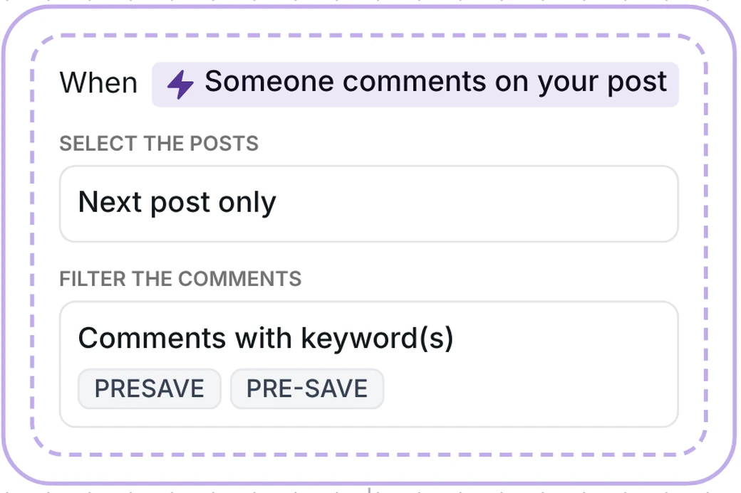 Inrō comment trigger: next post only, comments with the keywords PRESAVE and PRE-SAVE