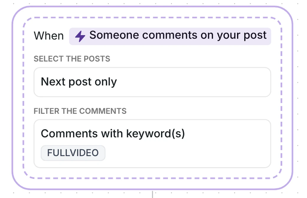 Inrō comment trigger: next post only, comments with the keyword FULLVIDEO