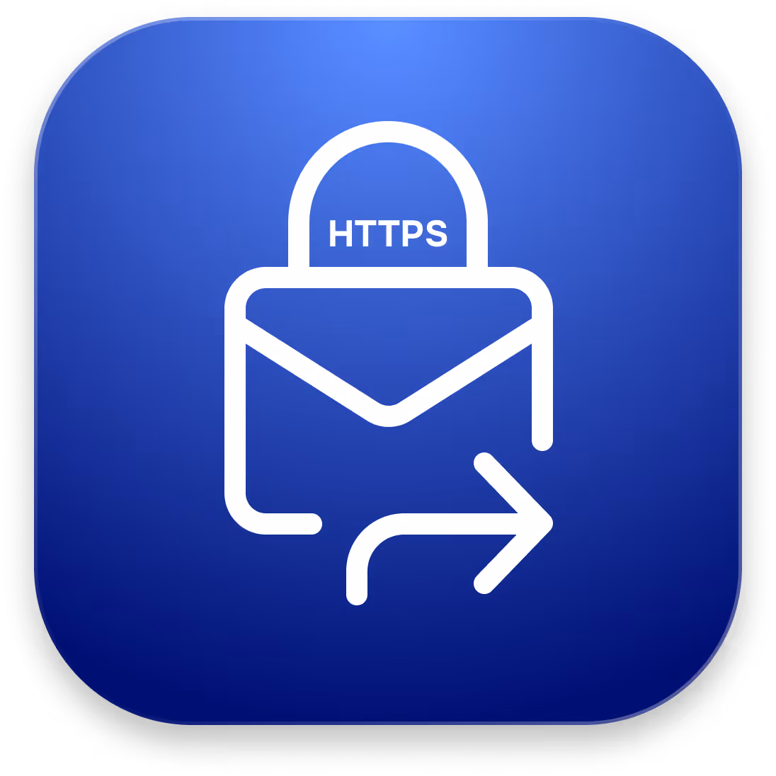 A smiling CEO sits at the computer.