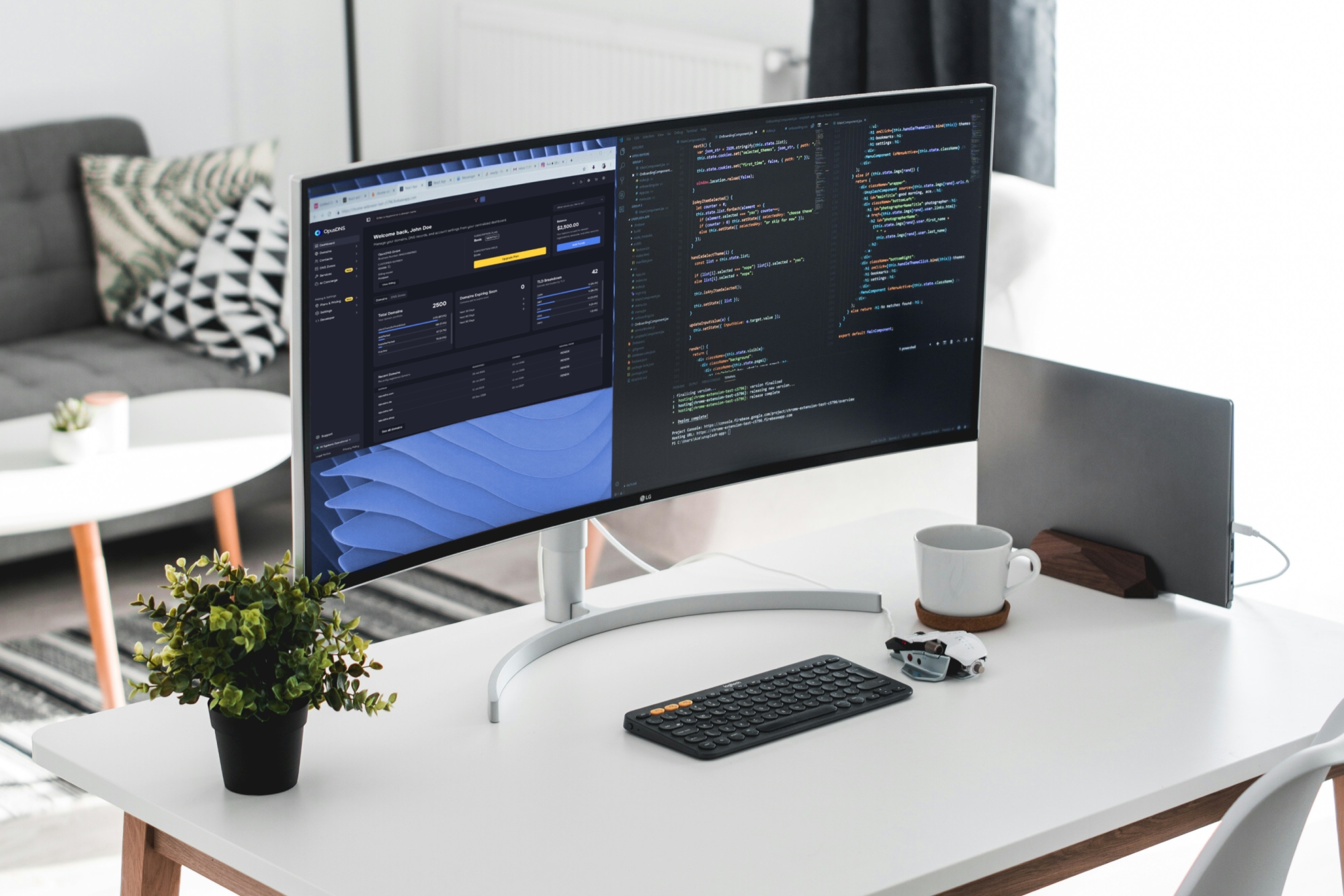Developer working with the OpusDNS Sandbox 