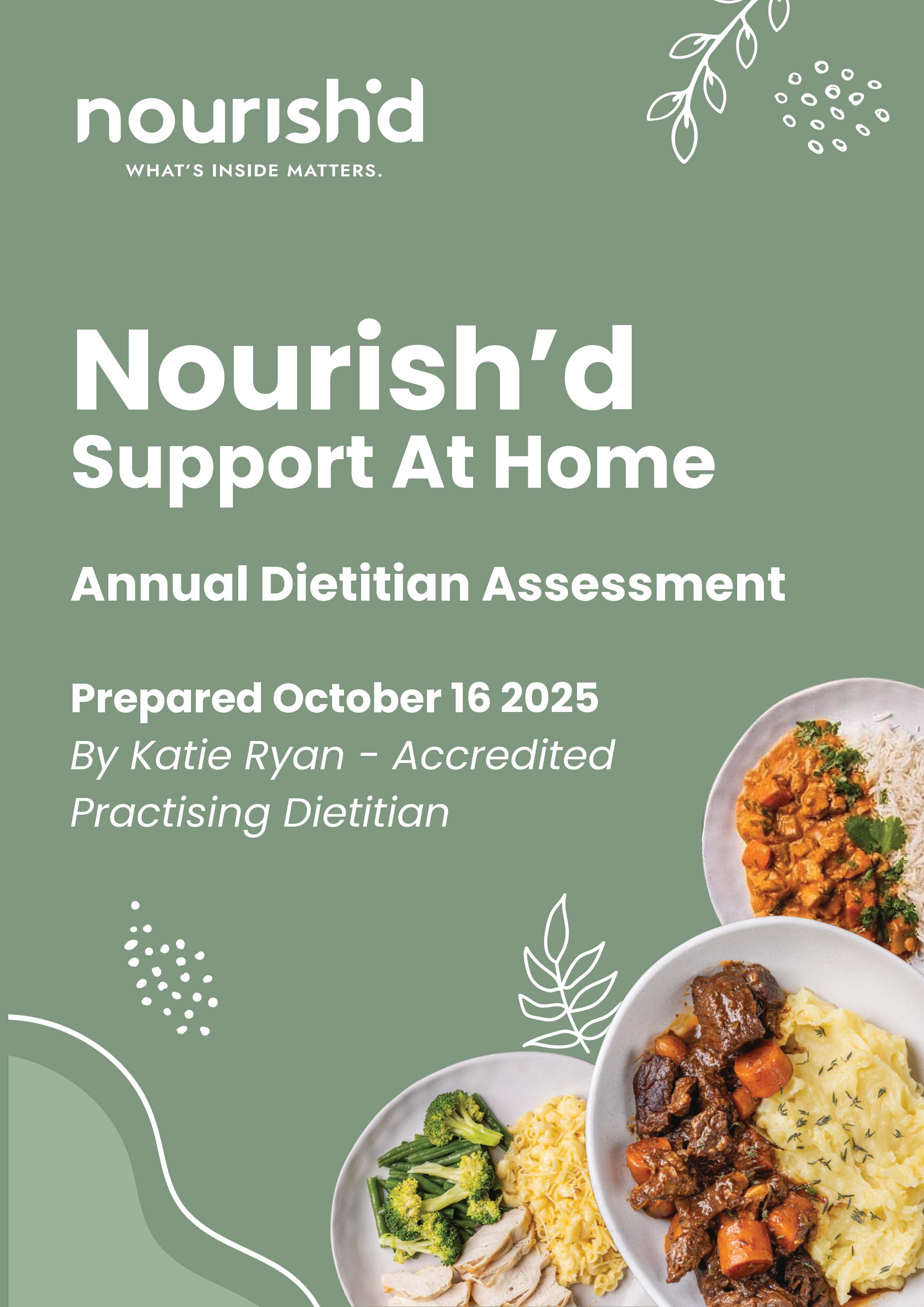 Nourish'd Home Care Meal Guide cover