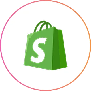 Green shopping bag icon with a white letter S on the front, representing Shopify.