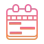 Icon of a calendar showing a weekly timeline.