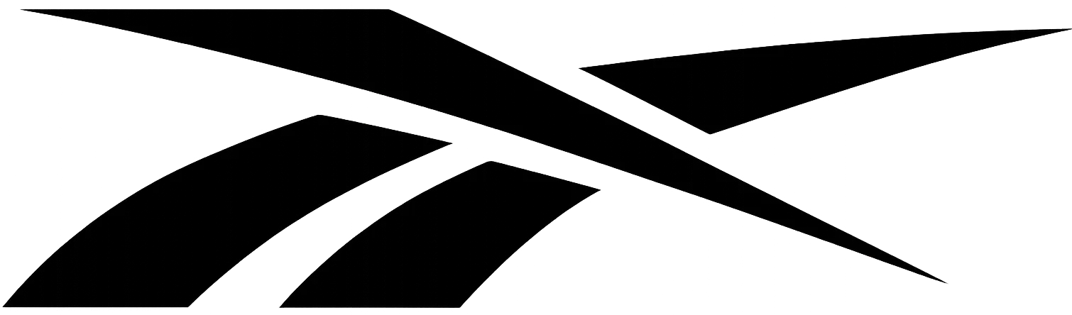 Abstract geometric black shapes overlapping on a white background.