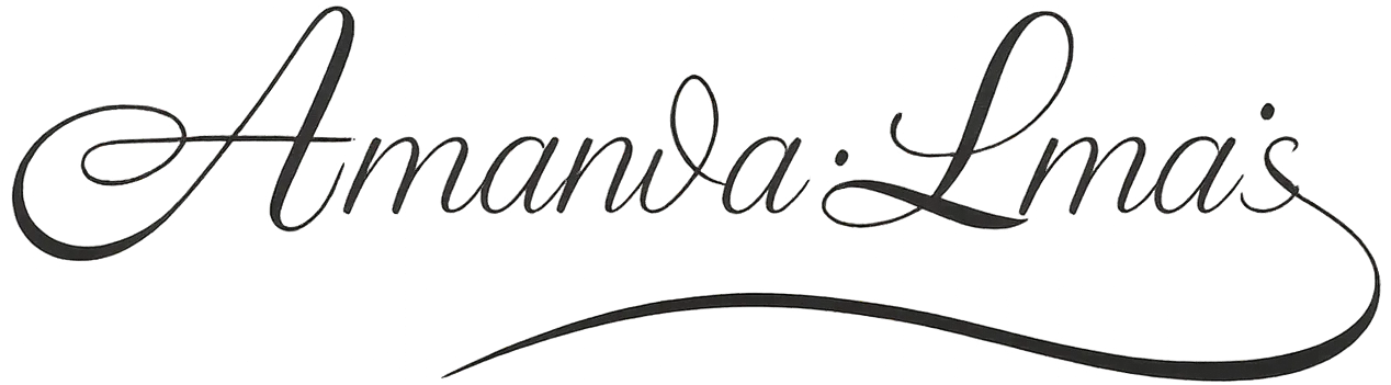 Stylized cursive text reading 'Amanda Lma's' with elegant flourishes on a transparent background.
