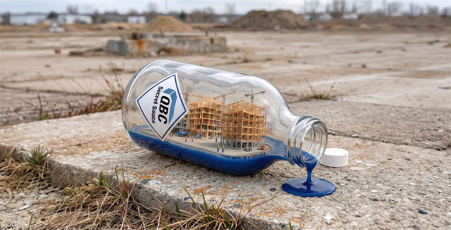 A QBC commercial framer setting a roof truss