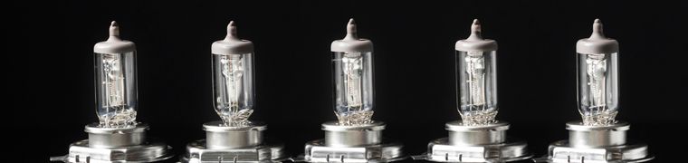 Halogen bulbs against a black background