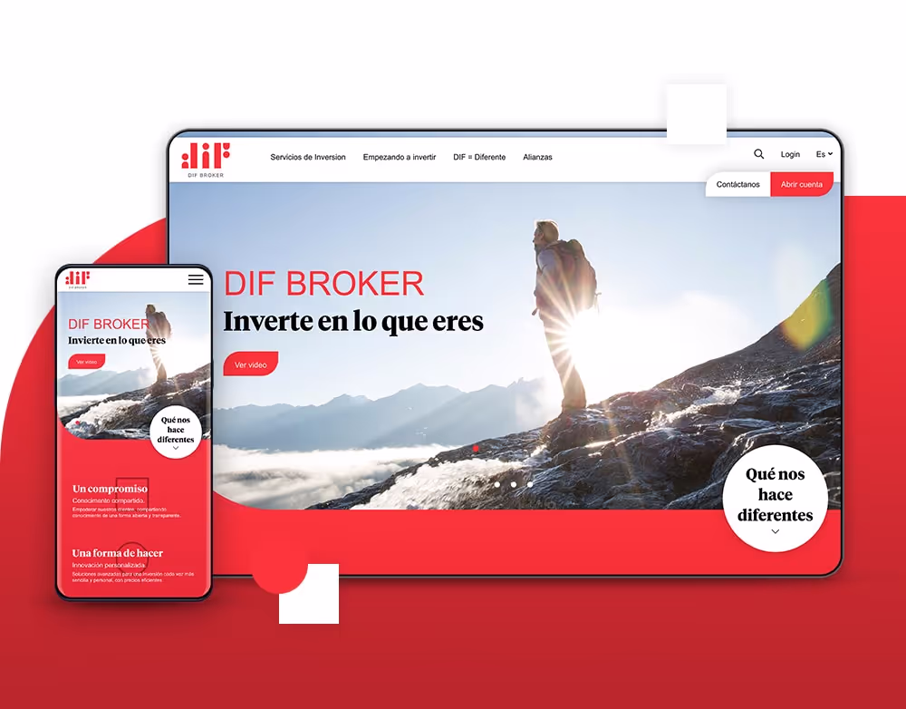 DIF hero image with hero section of homepage in desktop and mobile and project cover
