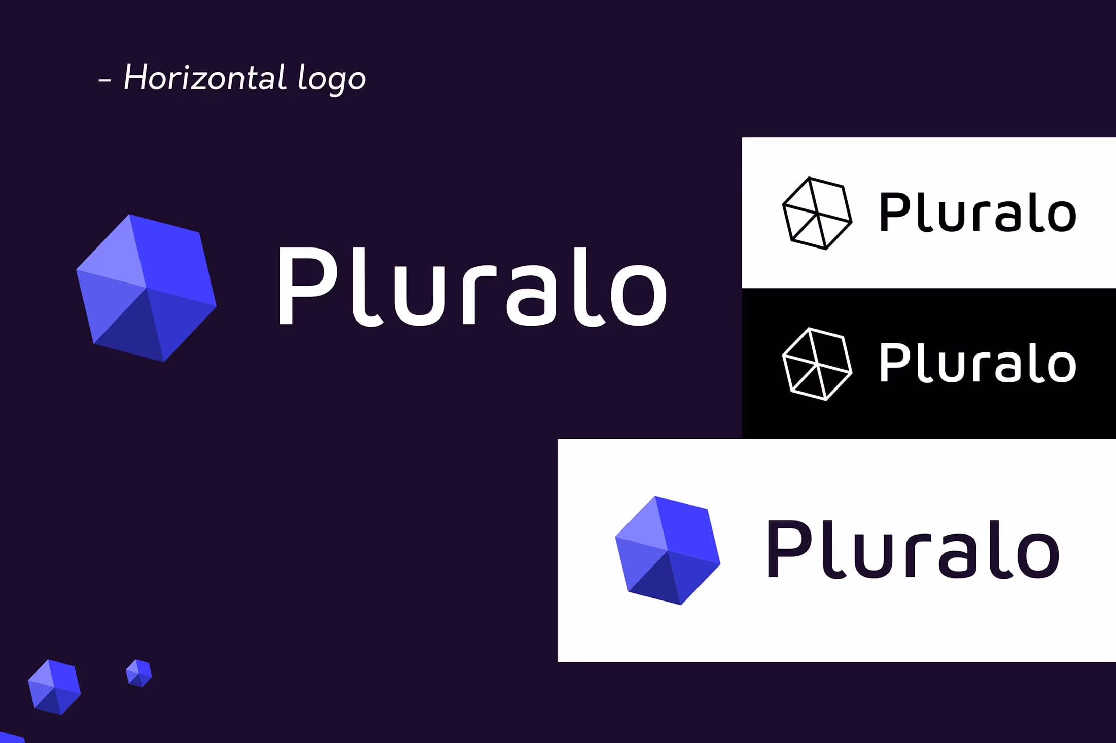 Pluralo full horizontal logo variations in color & black and white
