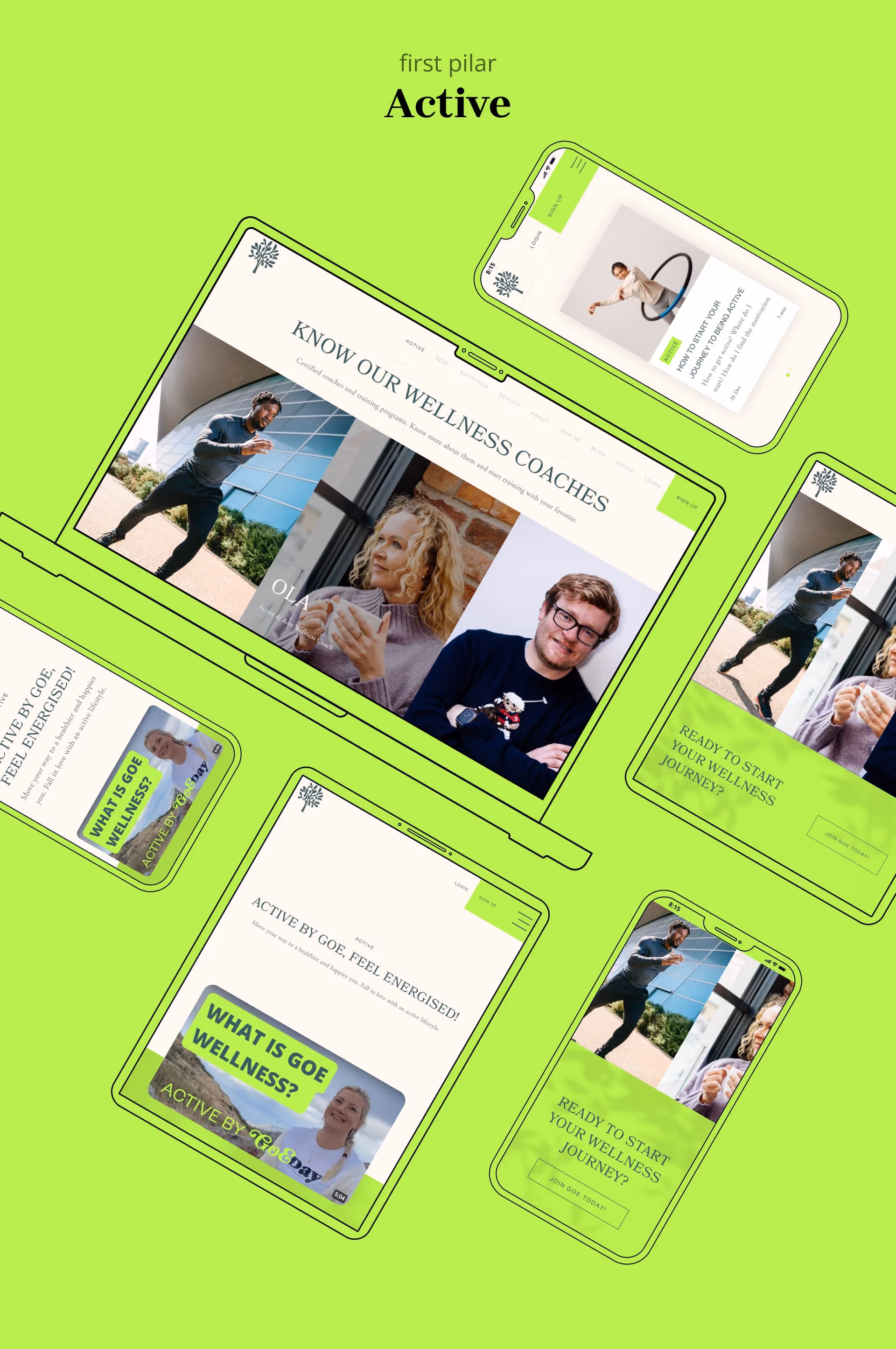 Gardens of Eden Active pilar screens in Desktop, Tablet and Mobile made in webflow