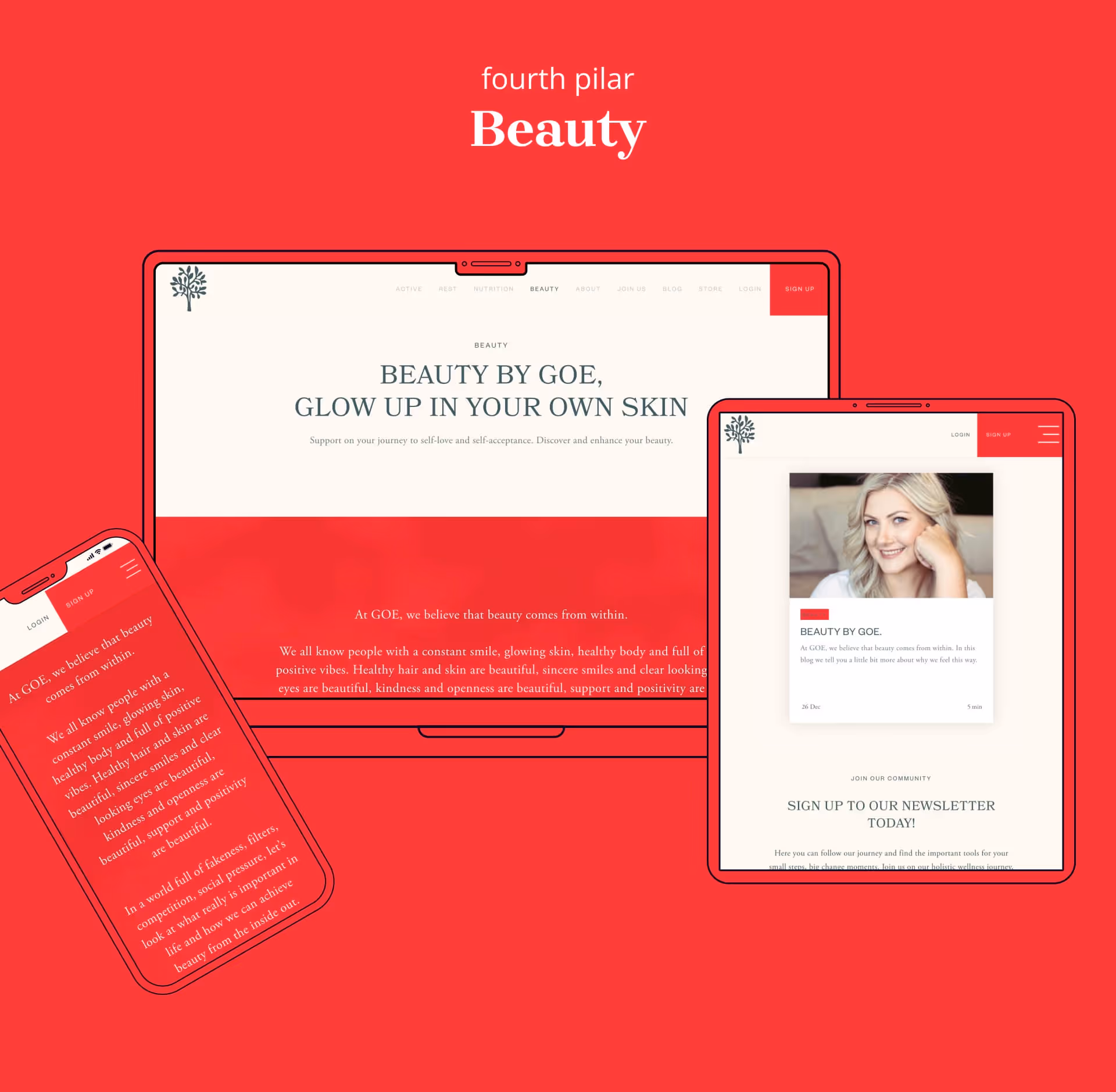 Gardens of Eden Beauty pilar screens in Desktop, Tablet and Mobile made in webflow