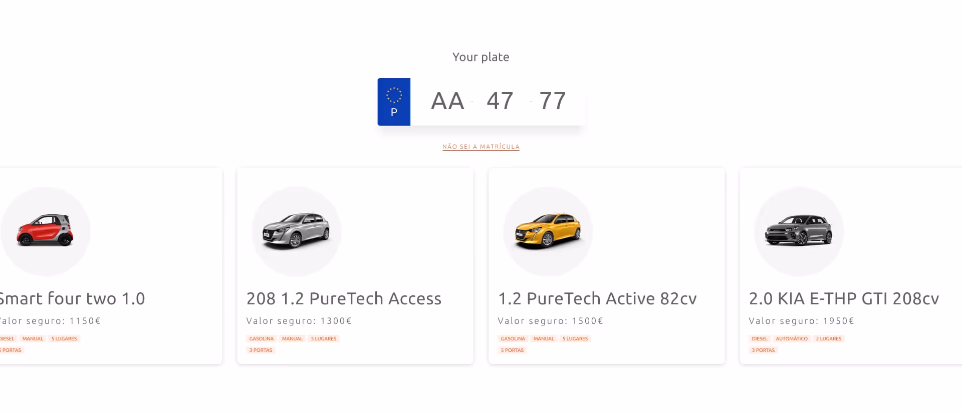 AGEAS seguro auto component of car cards and car plate number