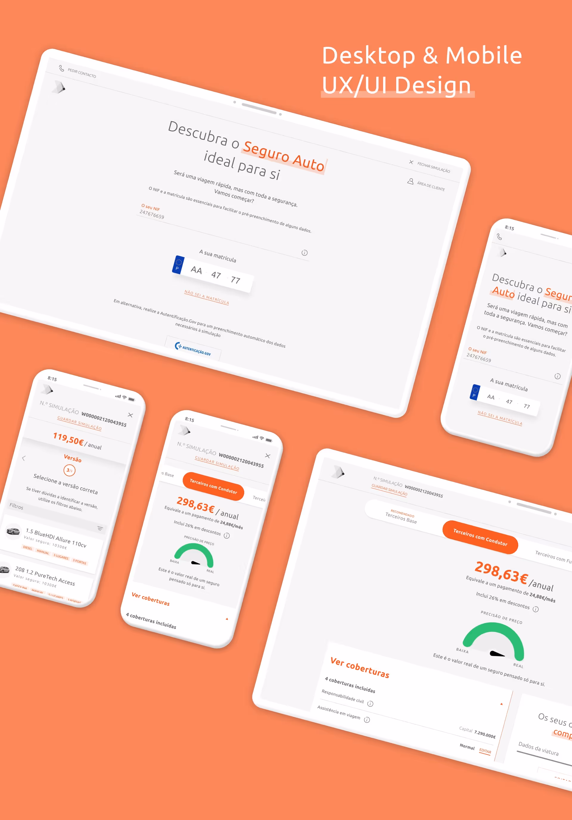 AGEAS seguro auto Desktop & Mobile UX/UI design screens